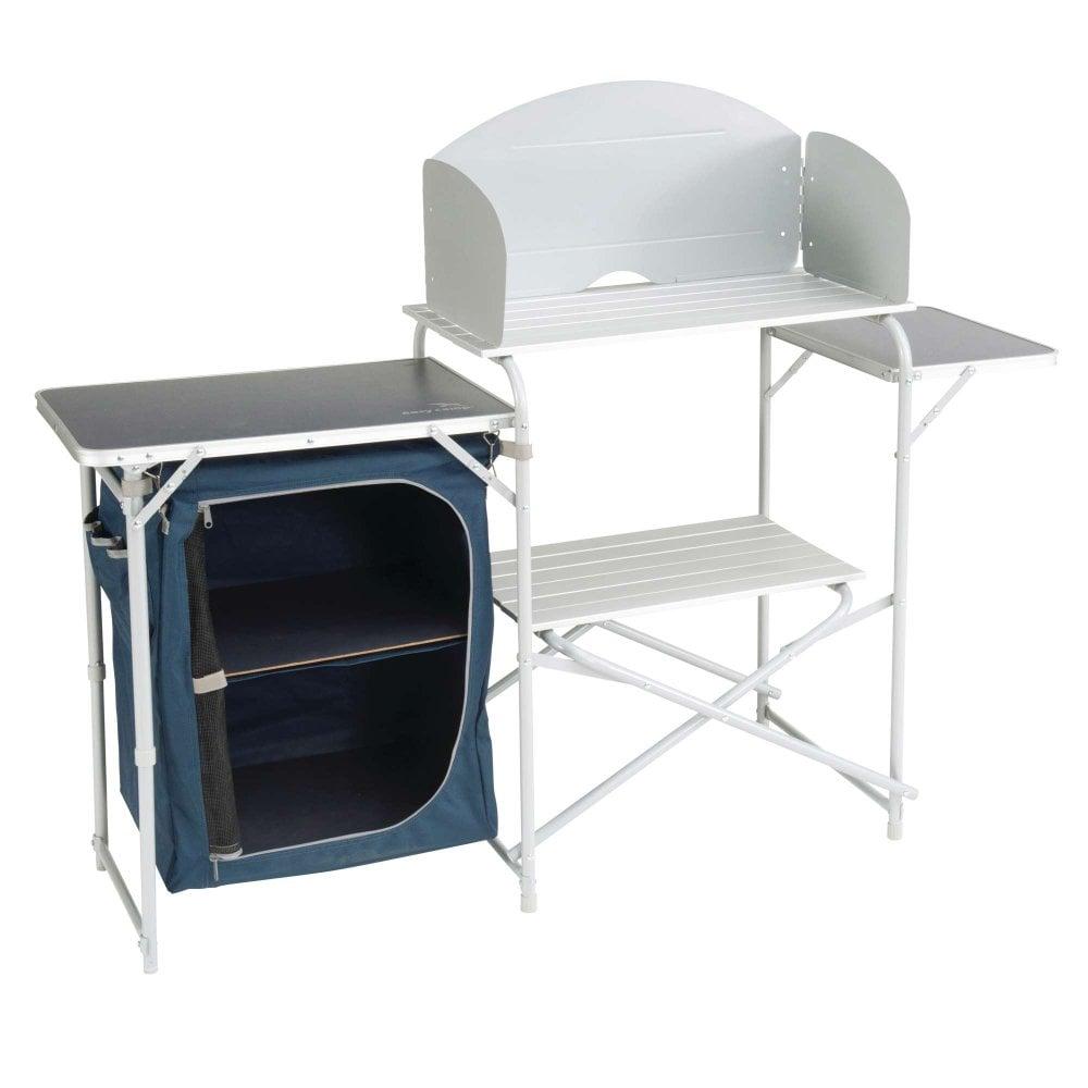 Tavolo da cucina da campeggio Easy Camp Sarin con paravento e mobiletto base